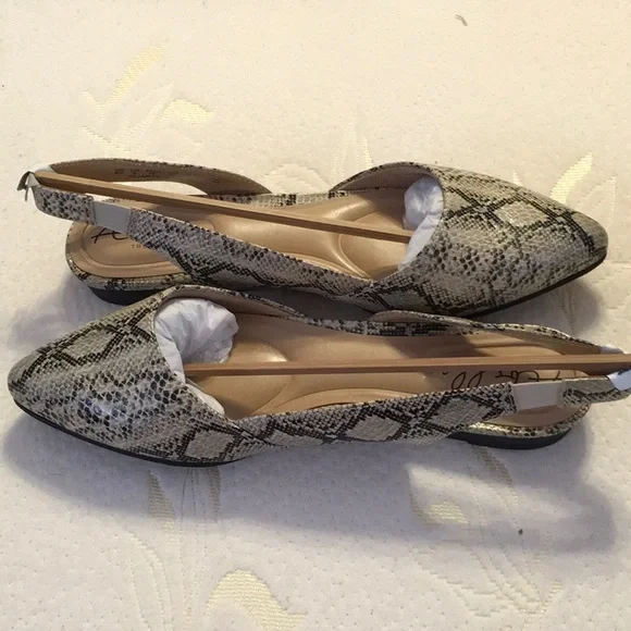 NWT, NIB, fauxTan Snake SLINGBACK FLATS,SIZE 8M,Abella True Comfort,Knit Fabric - Picture 9 of 14